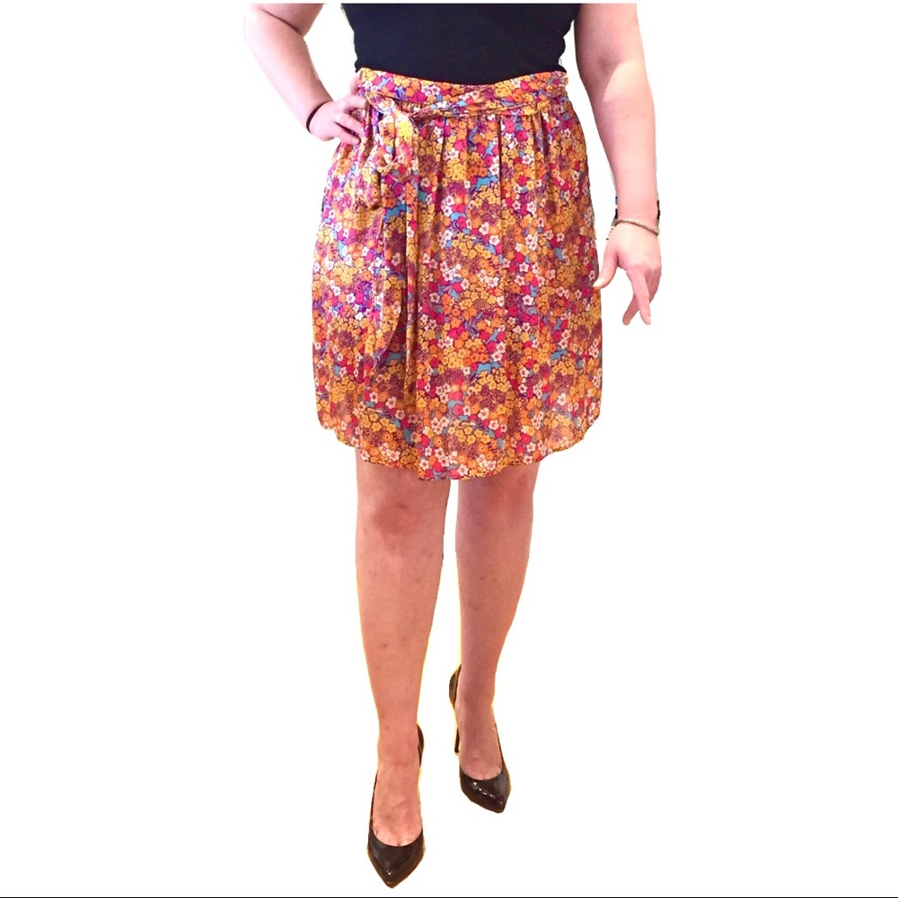 🌼🌸 RED Valentino 🌸🌼Floral Silk Skirt 8 EUC